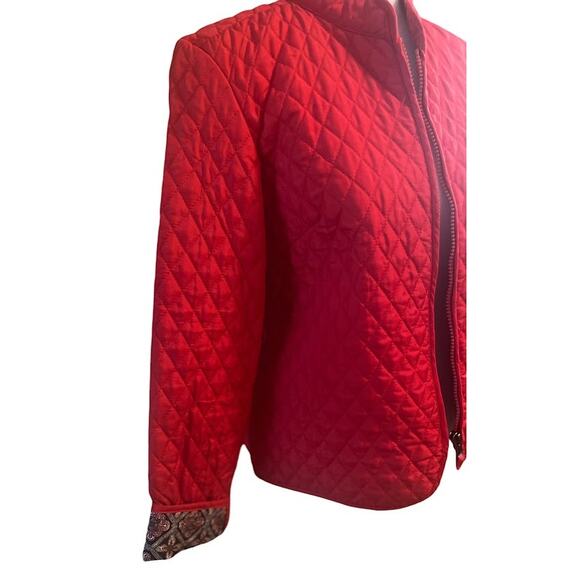 Briggs New York Red Quilted Jacket with Print Lining Petite Size Small - Picture 3 of 8